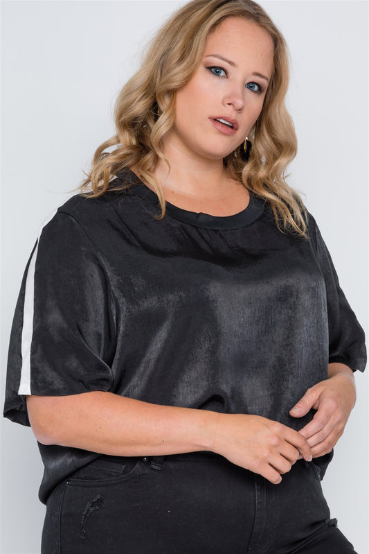 Plus Size Color Block Short Sleeve Top