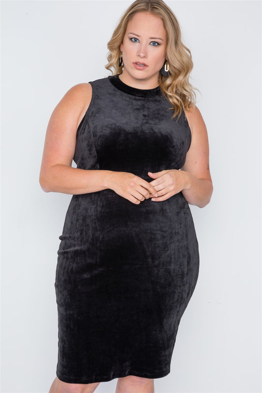 Plus Size Sleeveless Bodycon Soft Midi Dress