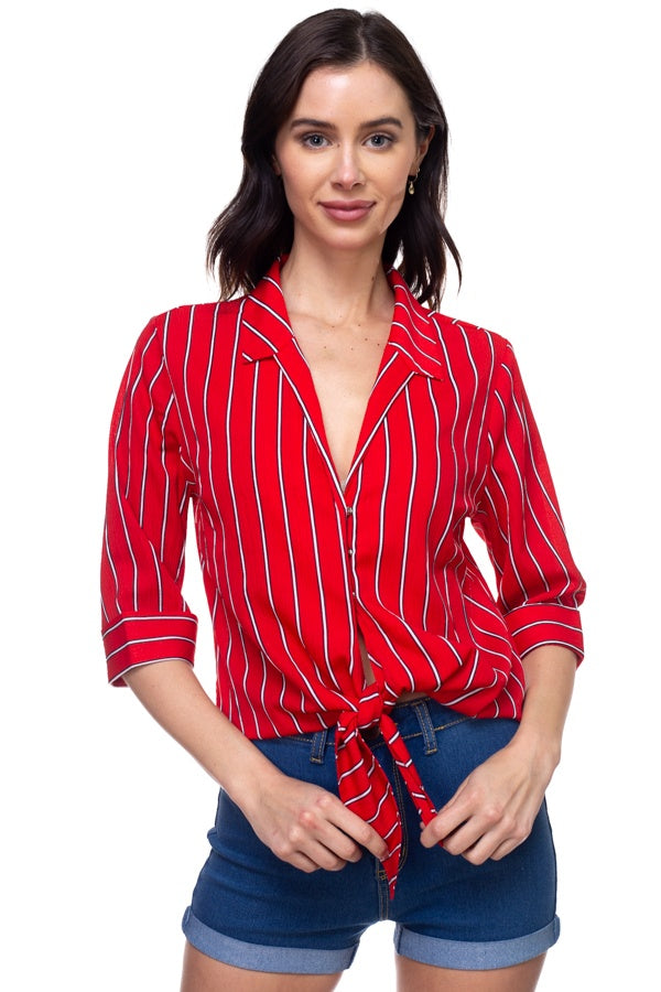 Stripe Knot Top Shirt