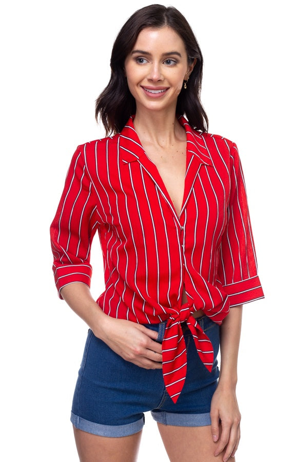 Stripe Knot Top Shirt