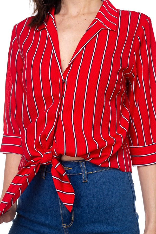Stripe Knot Top Shirt