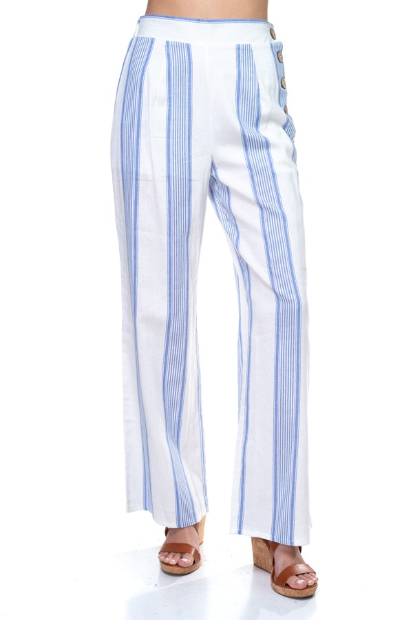 Multi Stripe Side Button Pants