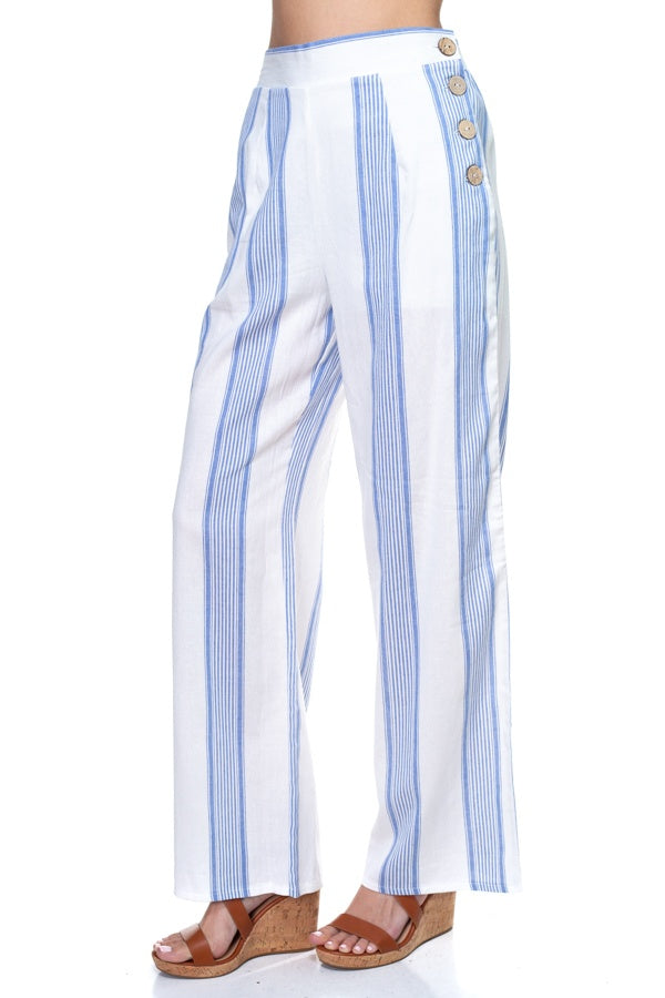 Multi Stripe Side Button Pants
