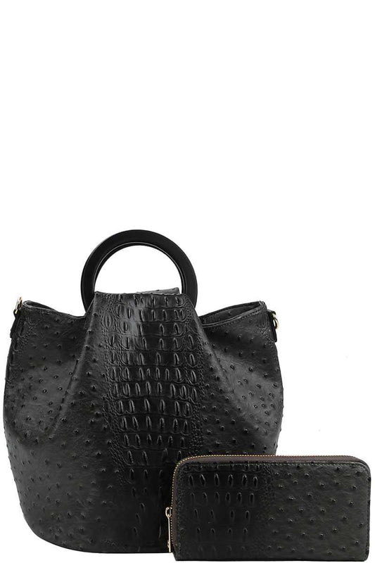 2in1 Stylish Croco Pattern Chic Satchel With Long Strap