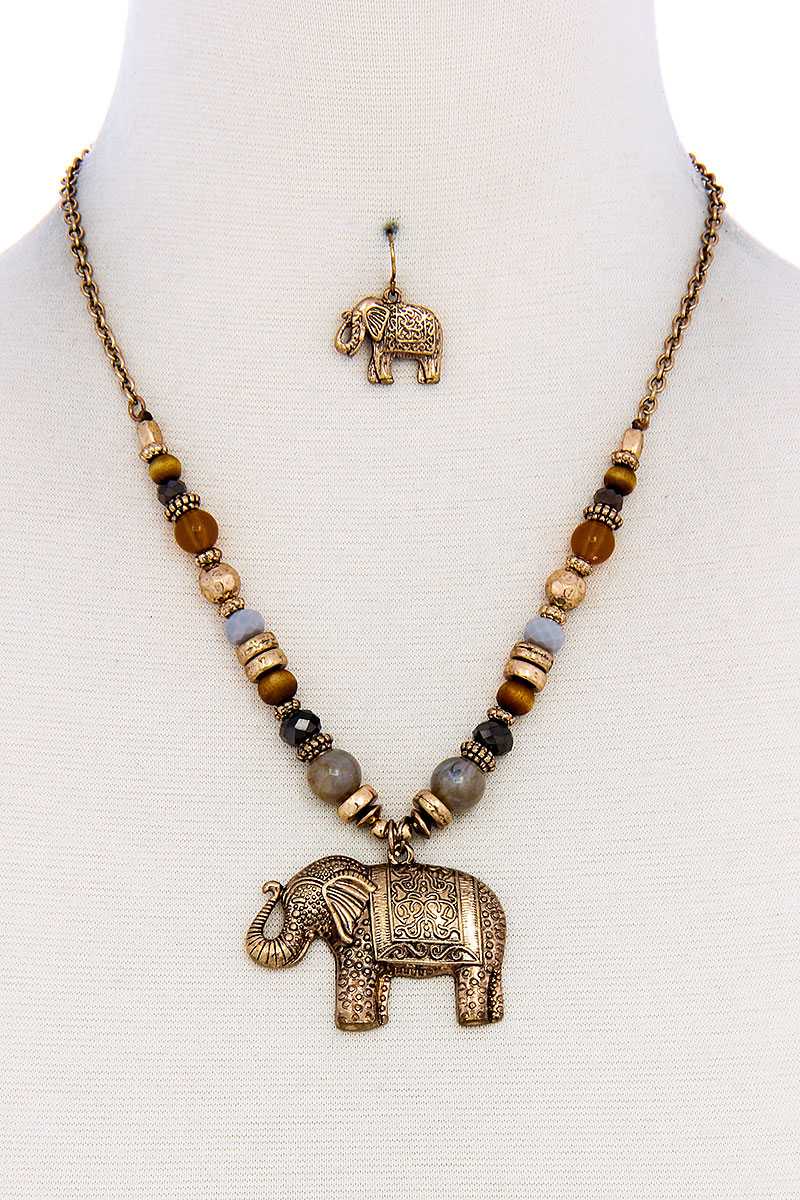 Designer Trendy Elephant Pendant Necklace And Earring Set