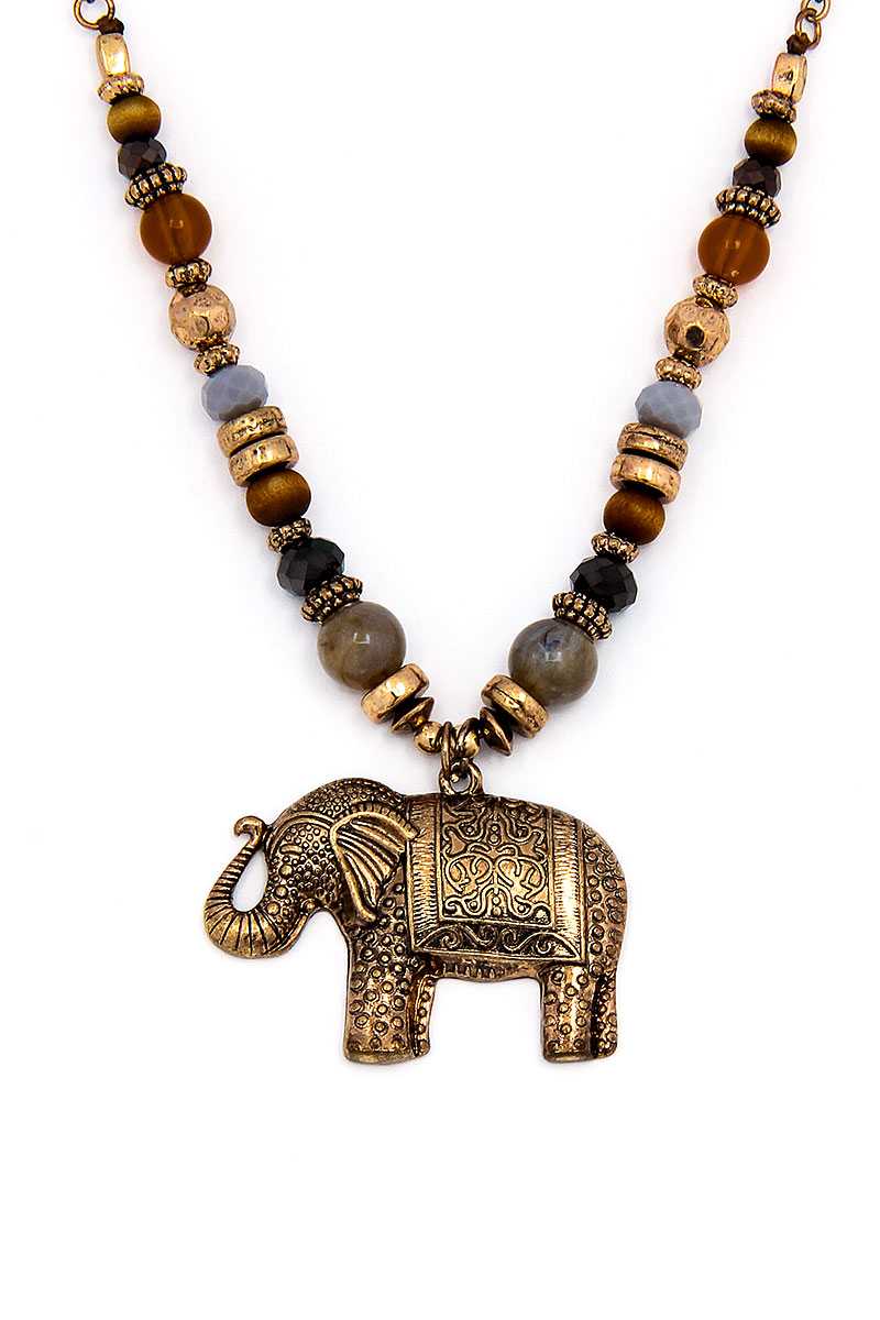 Designer Trendy Elephant Pendant Necklace And Earring Set
