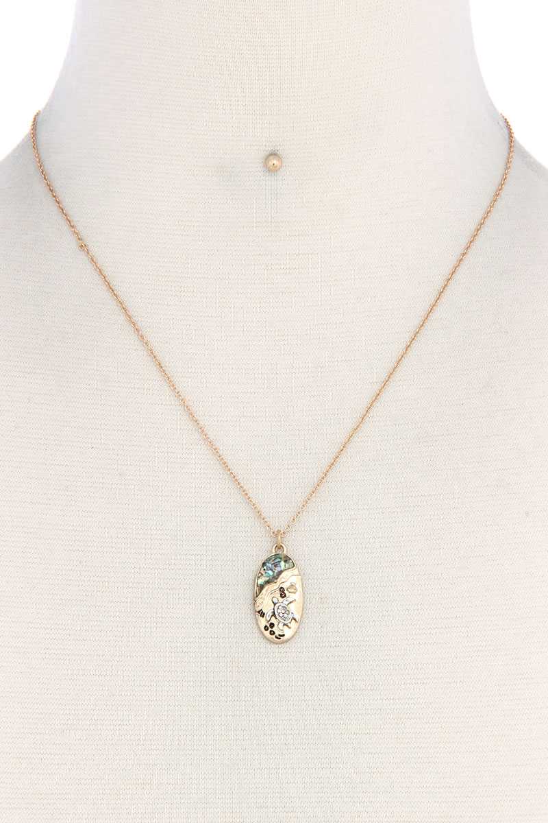 Sea Turtle Oval Shape Necklace