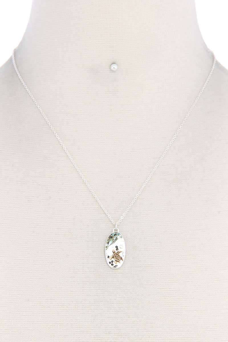 Sea Turtle Oval Shape Necklace