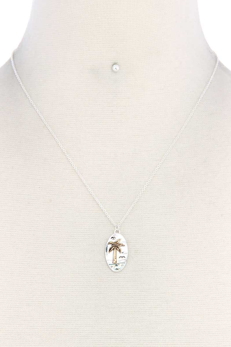 Palm Tree Oval Shape Necklace