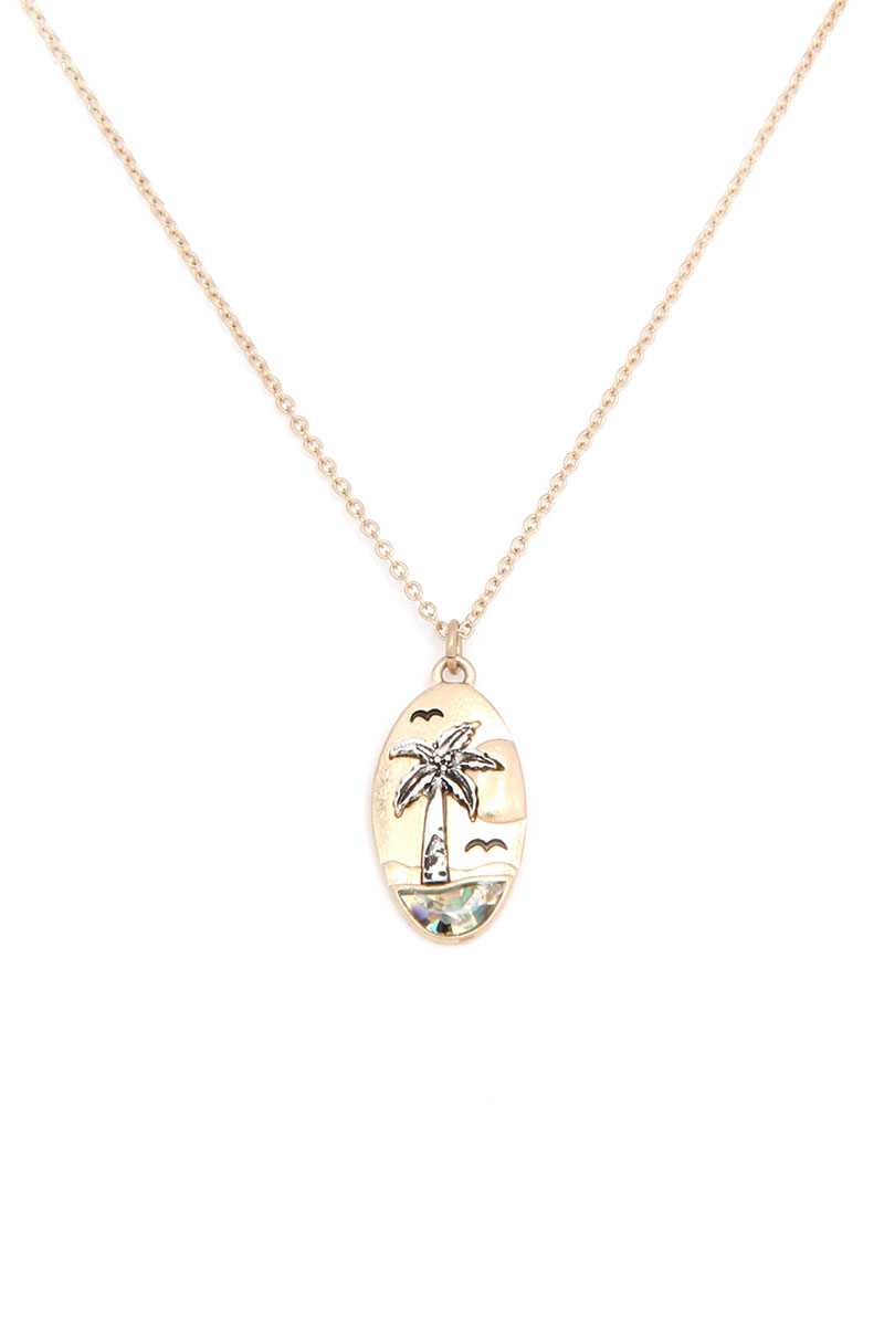 Palm Tree Oval Shape Necklace