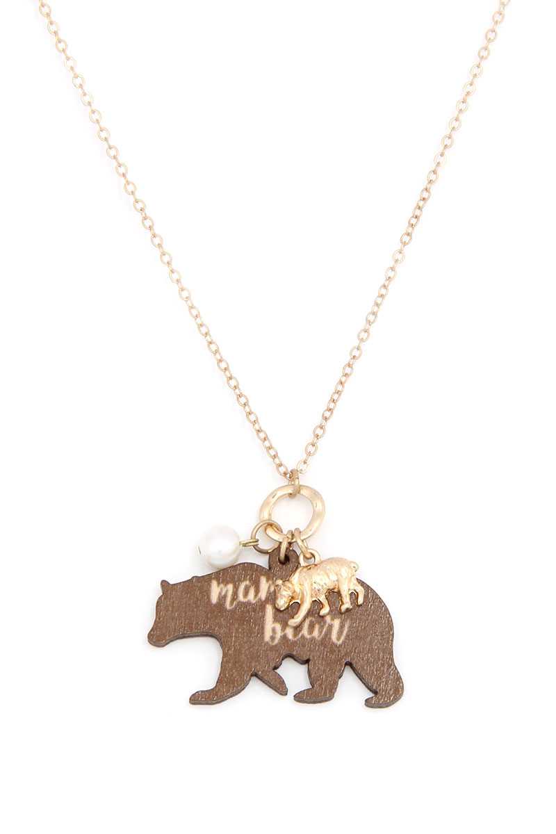 Mama Bear Double Charm Necklace