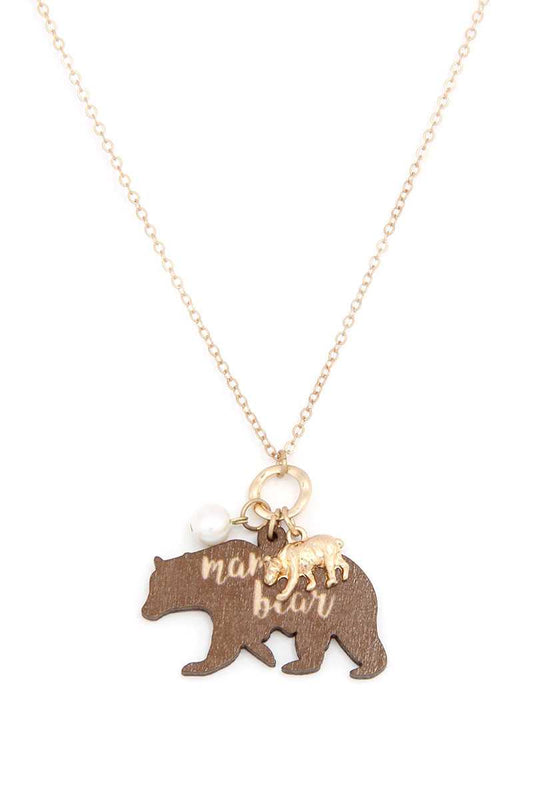 Mama Bear Double Charm Necklace