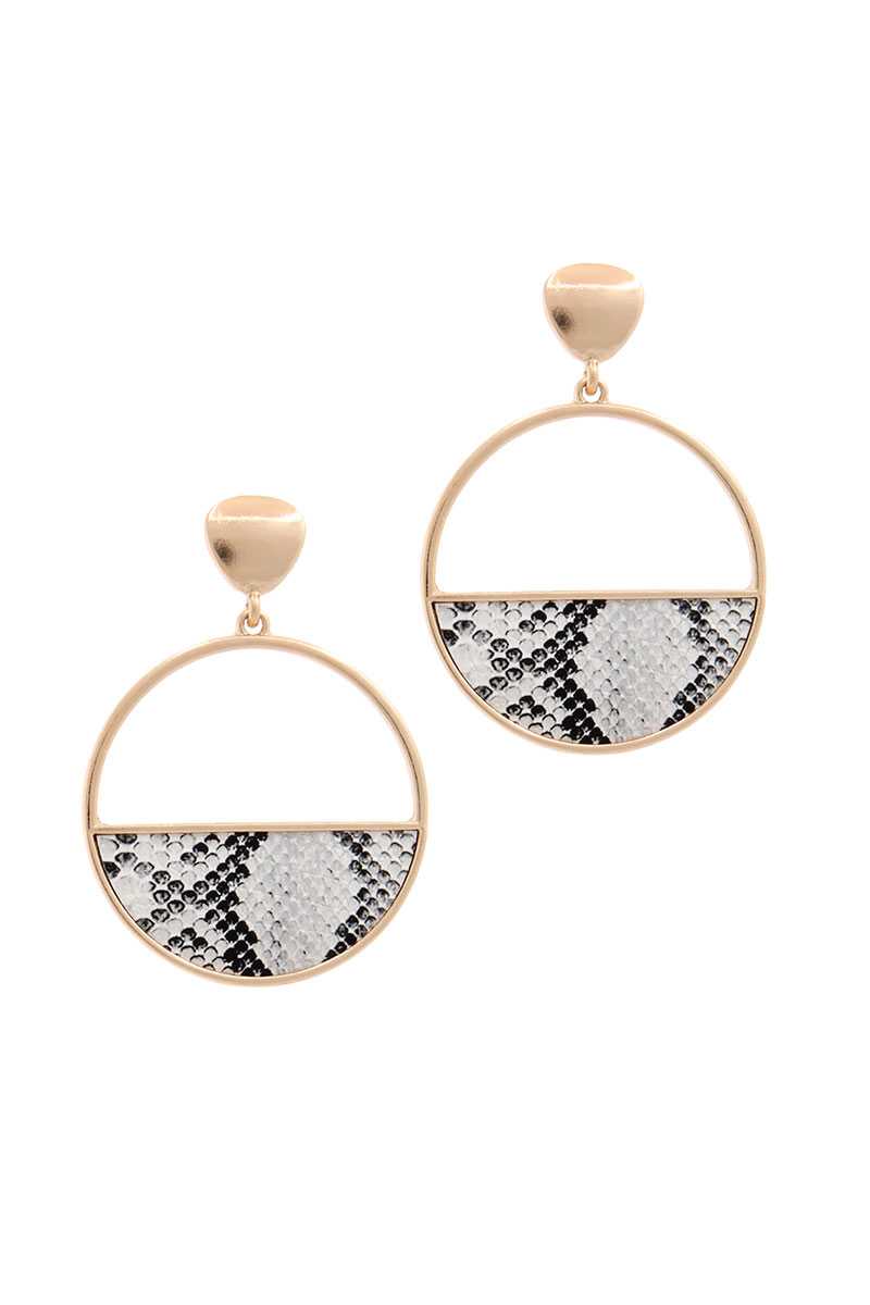 Half Snake Pattern Circle Drop Earring