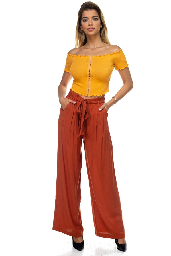 Hook & Eye Ribbed Off The Shoulder Top