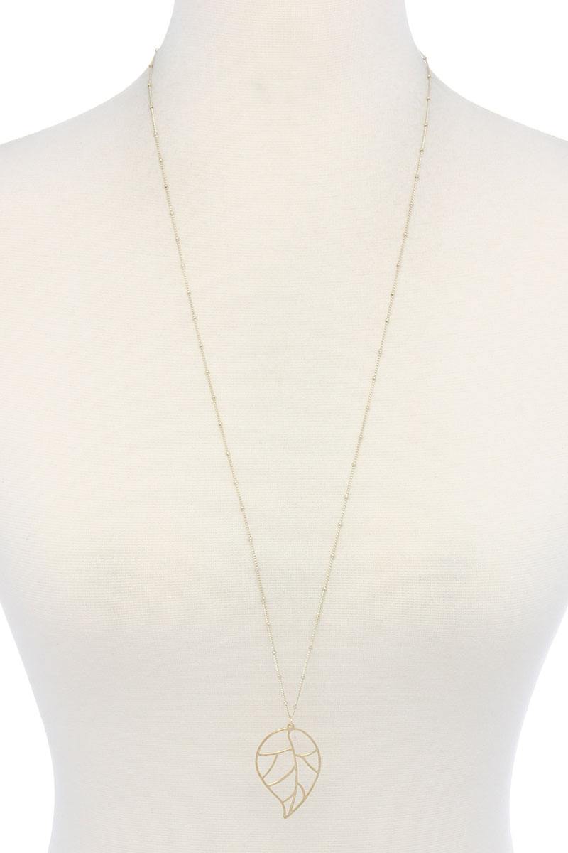 Cutout Metal Leaf Pendant Necklace