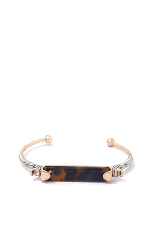 Acetate Bar Wire Wrapped Cuff Bracelet