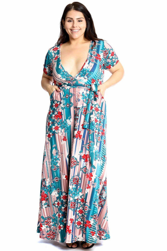 Elegant Plunging Neckline Maxi Dress