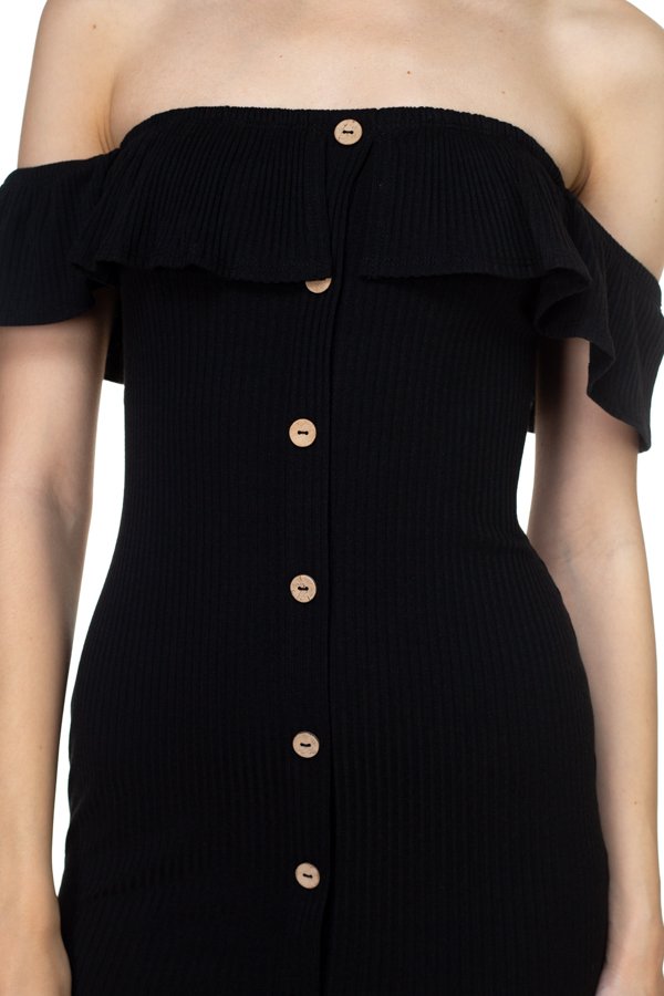 Off Shoulder Ribbed Mini Dress