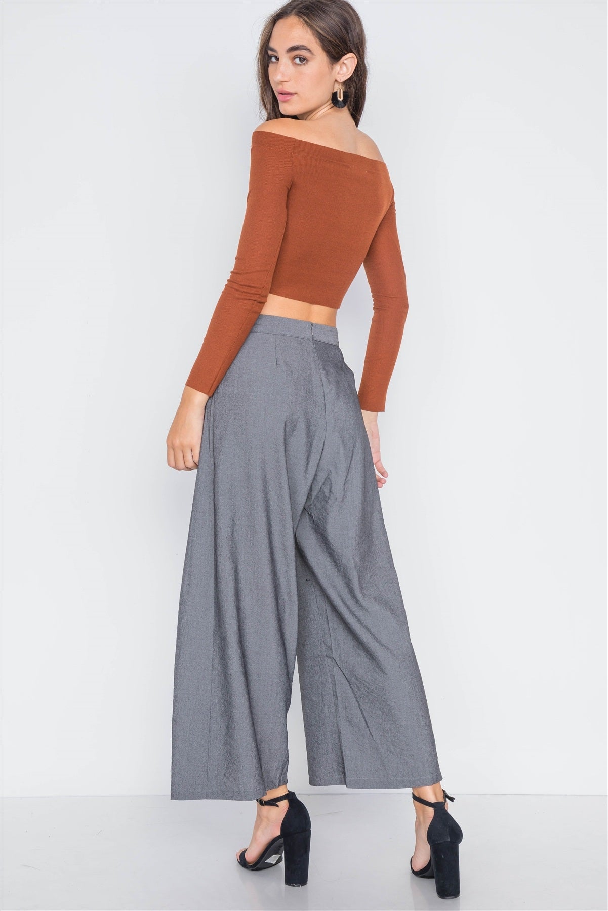 High-waist Front-tie Wide Leg Pants