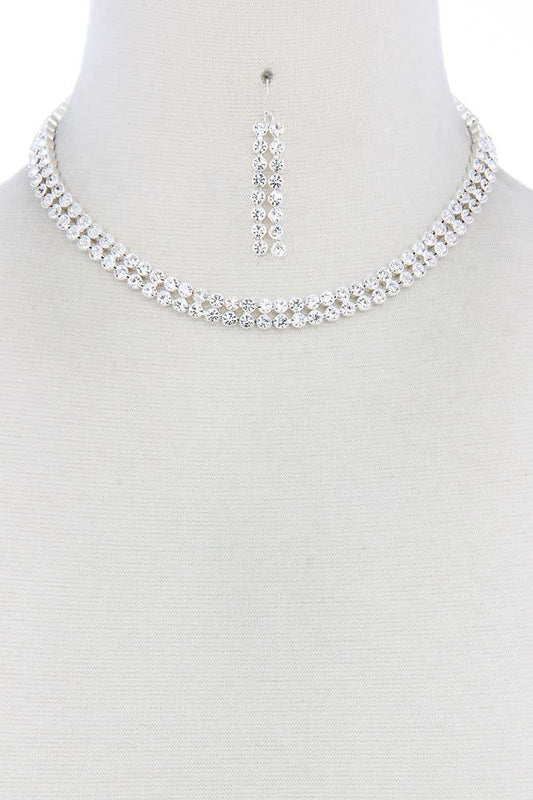Double Line Rhinestone Necklace