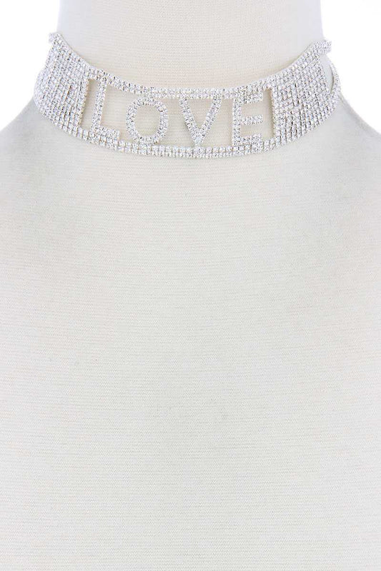 Love Rhinestone Choker Necklace