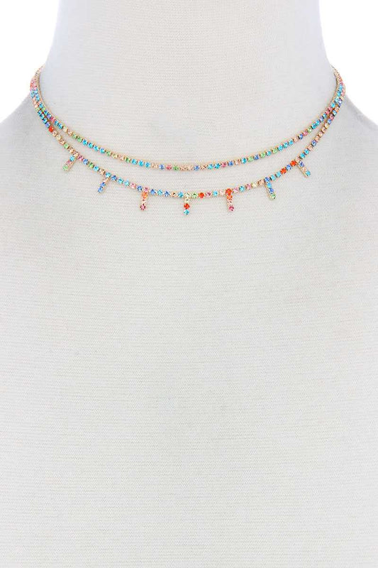Layered Rhinestone Choker Necklace