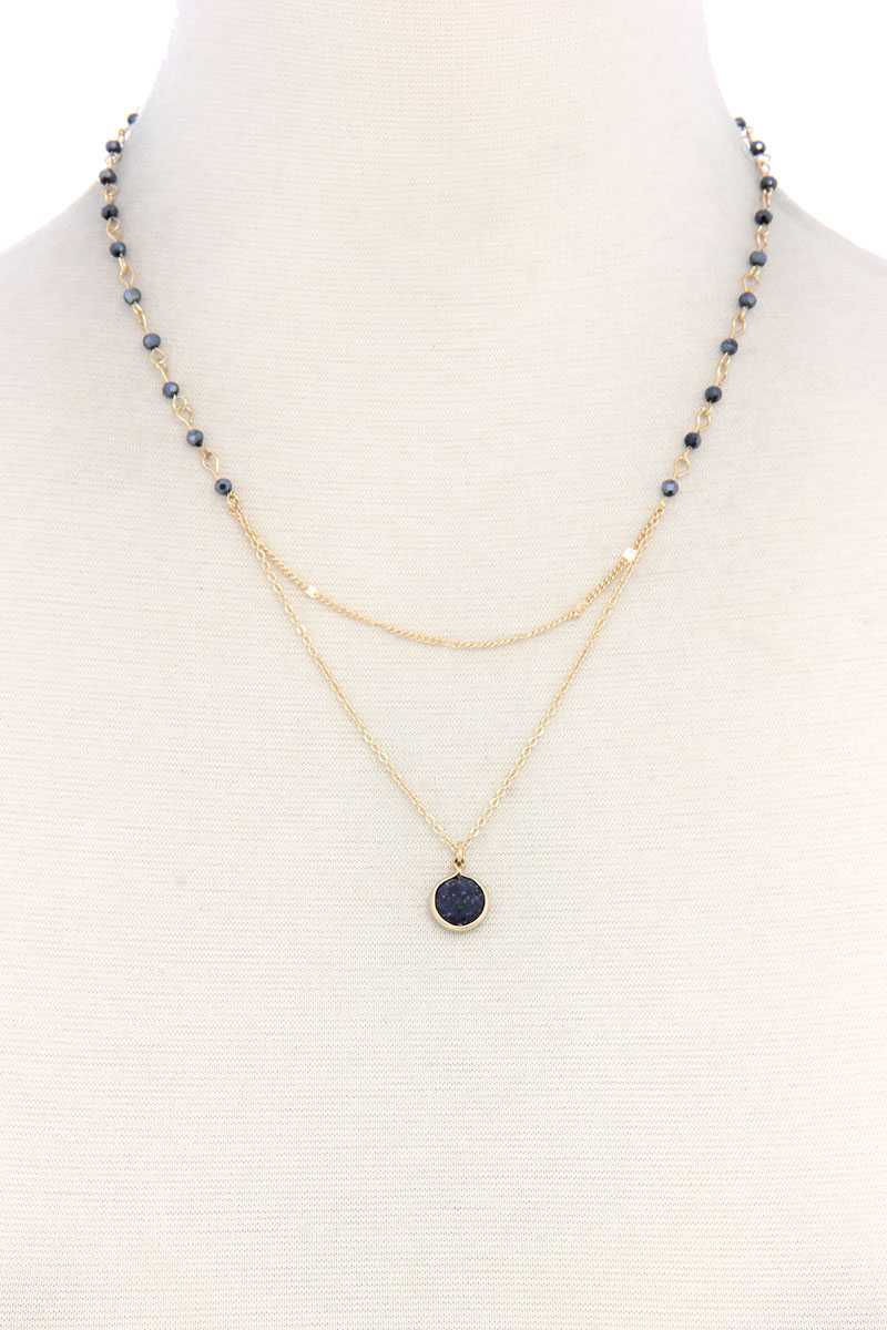 Beaded Layered Metal Necklace