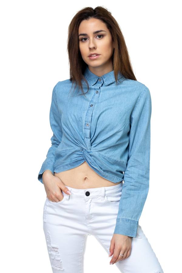 Twist Front Chambray Shirt