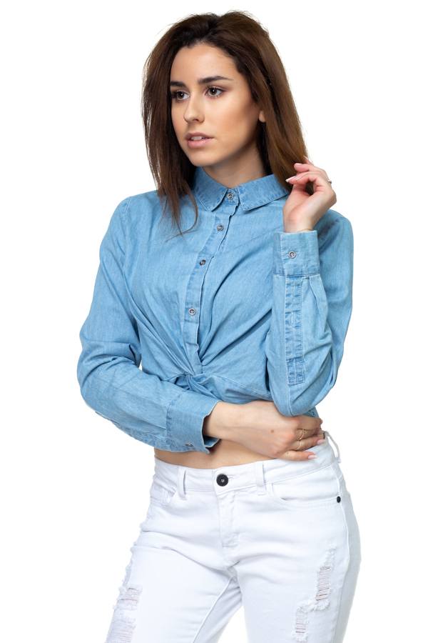 Twist Front Chambray Shirt