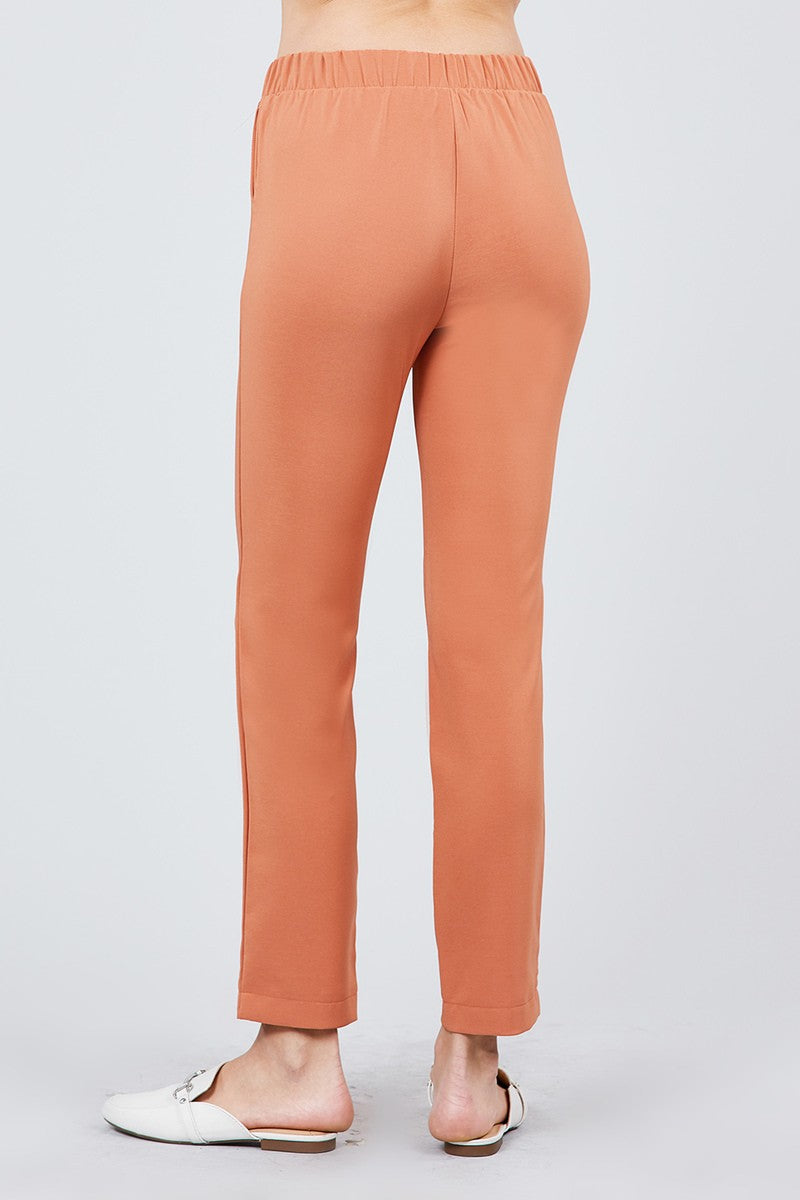 Front Ribbon Tied Pegged Long Pants