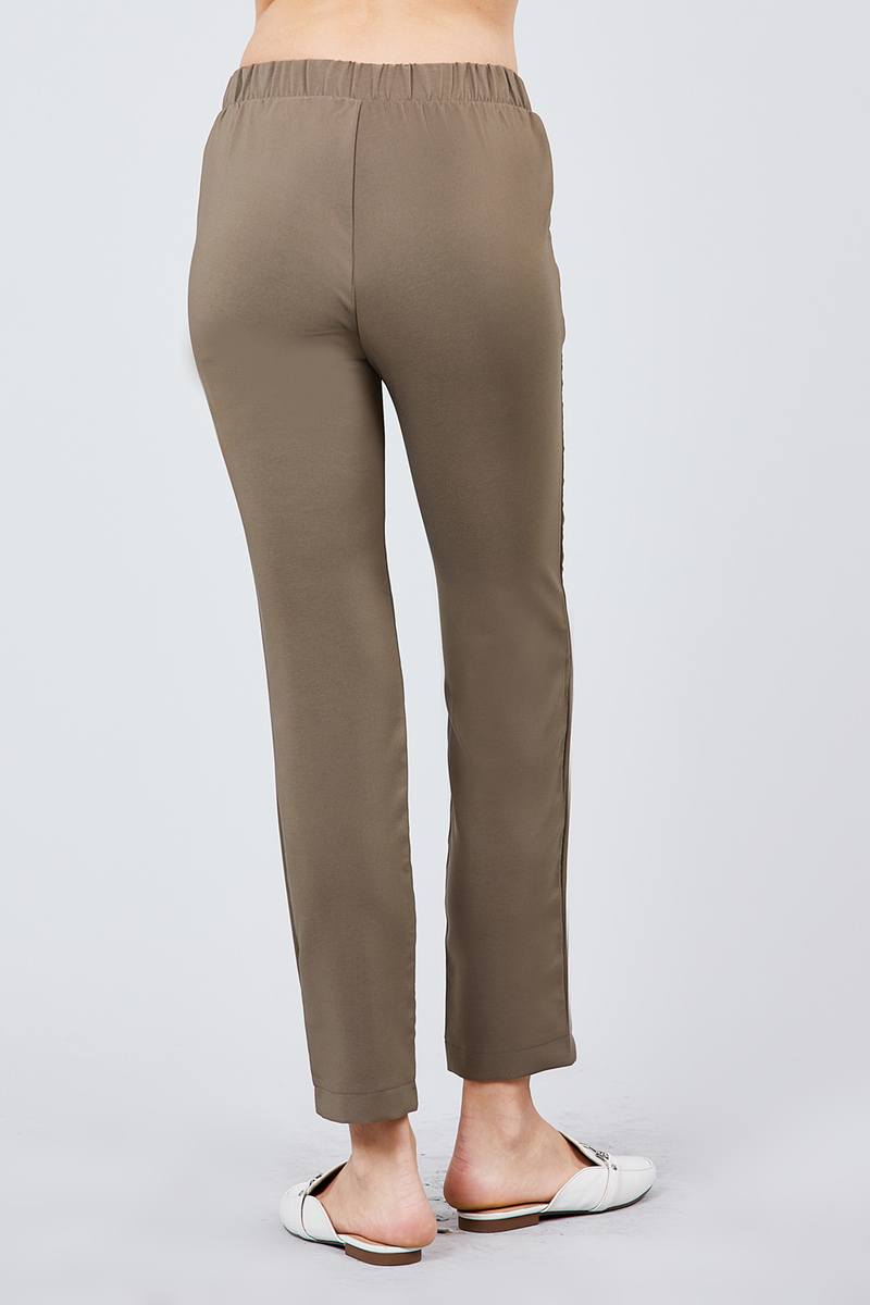 Front Ribbon Tied Pegged Long Pants