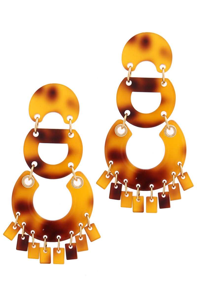 Acetate Geometric Shape Post Drop Earring