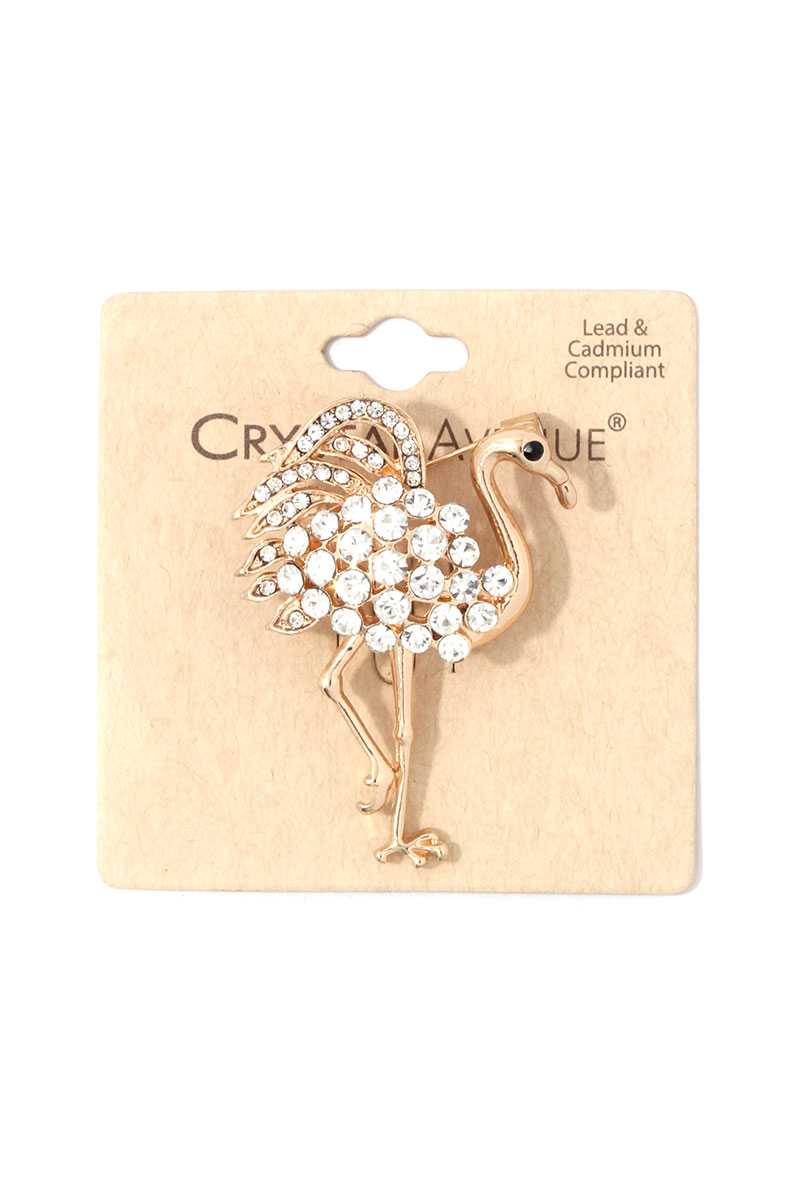 Rhinestone Ostrich Brooch