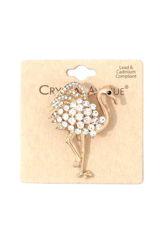 Rhinestone Ostrich Brooch