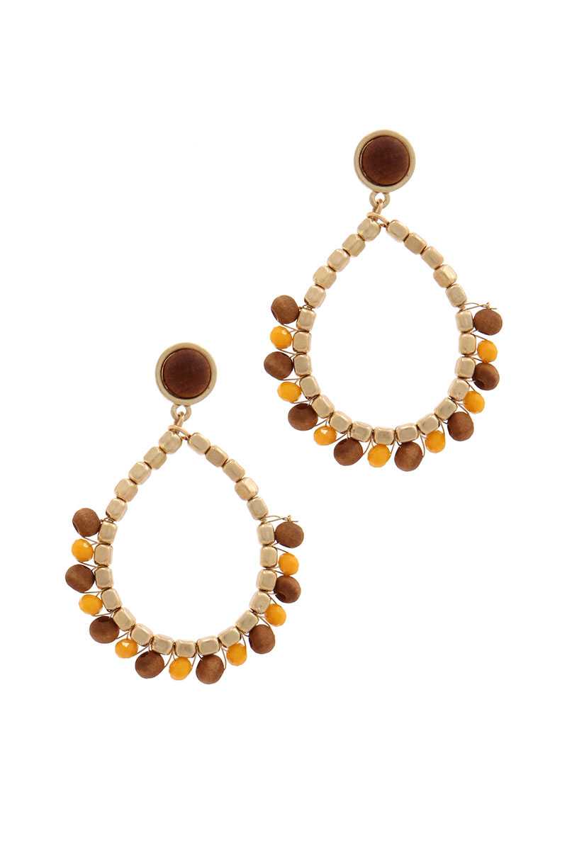 Circle Beaded Post Drop Earring