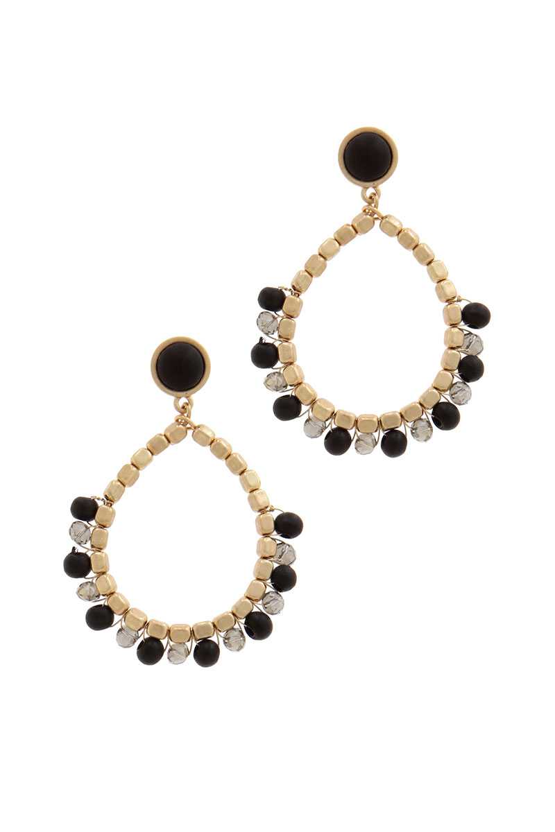 Circle Beaded Post Drop Earring