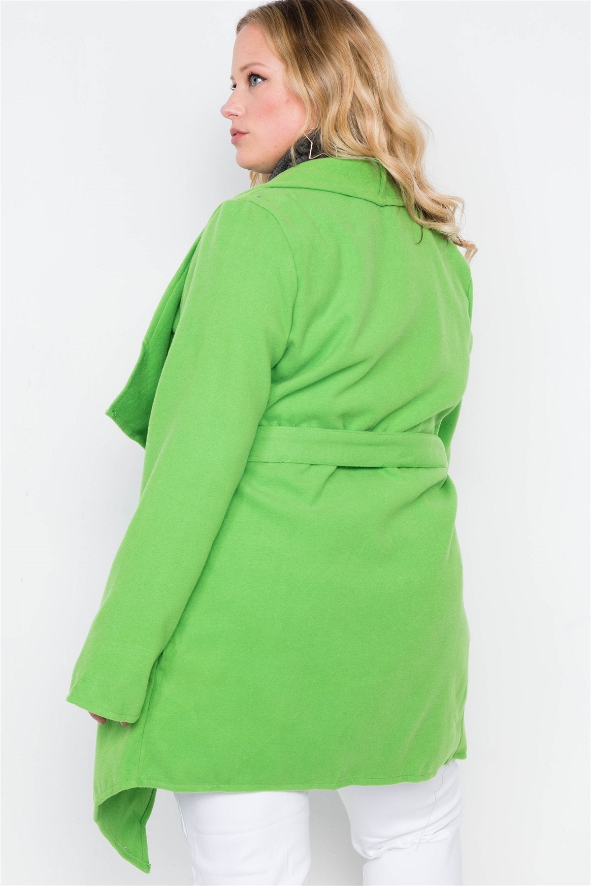 Plus Size Fleece Drape-front Jacket