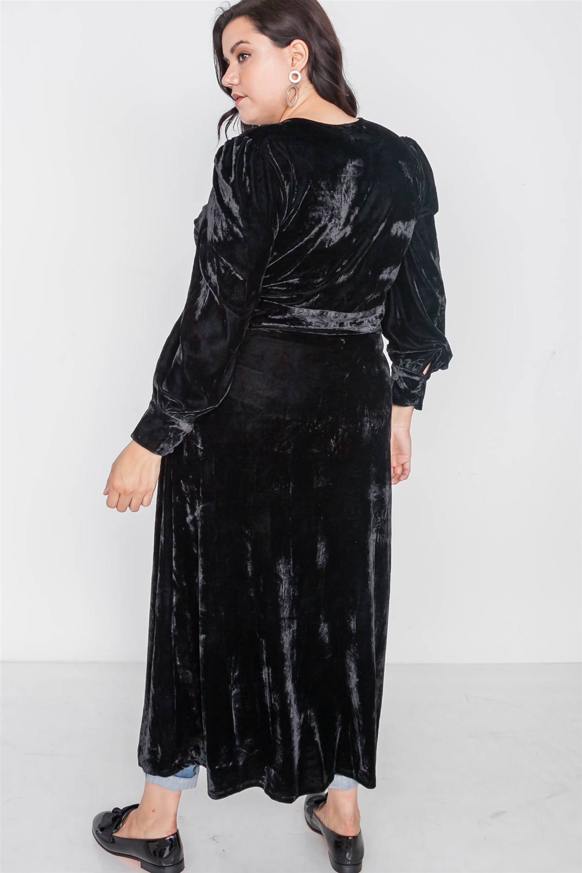 Plus Size Black Velvet Maxi Top Cover Up