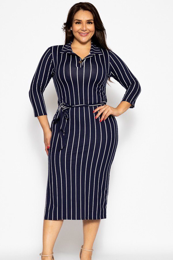 Solid Striped, Midi Tee Dress