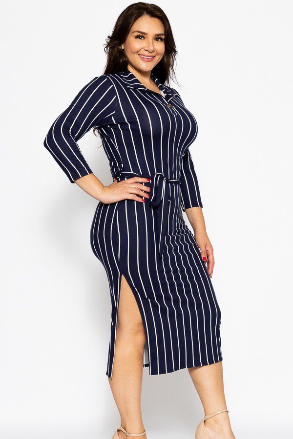 Solid Striped, Midi Tee Dress