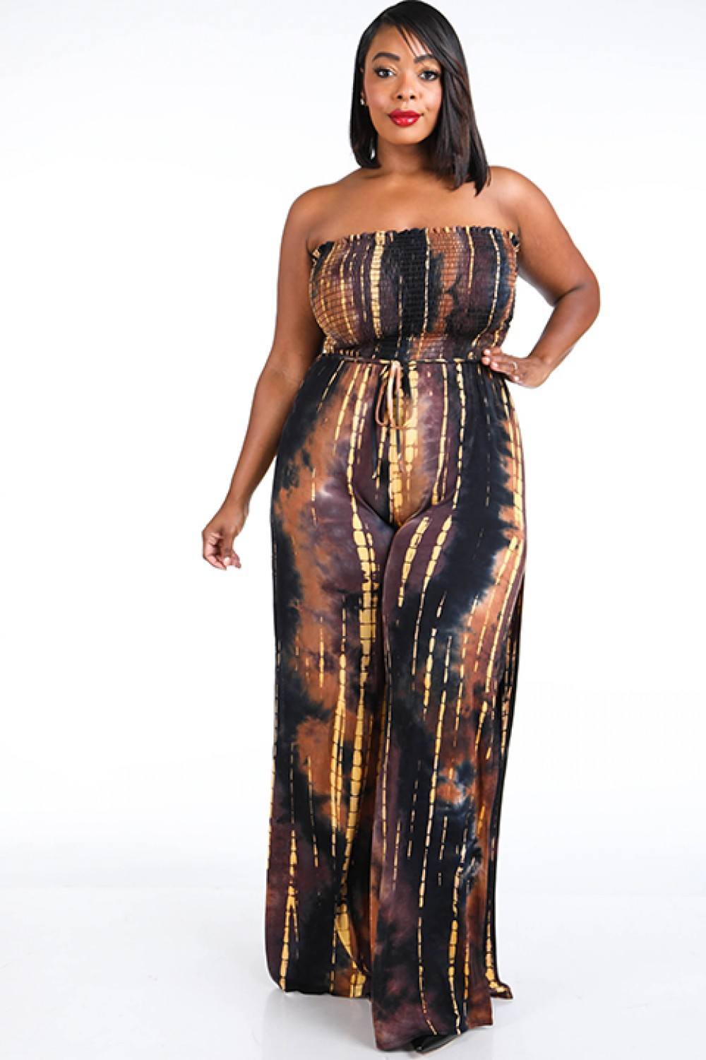 Tie Dye Smocked Off Shoulder Jumpsuit