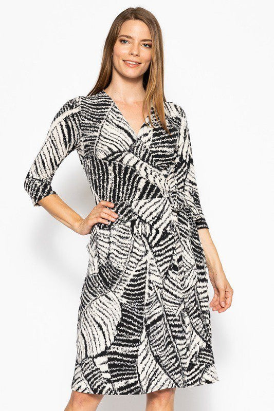 V-neck Line 3/4 Sleeve Dress