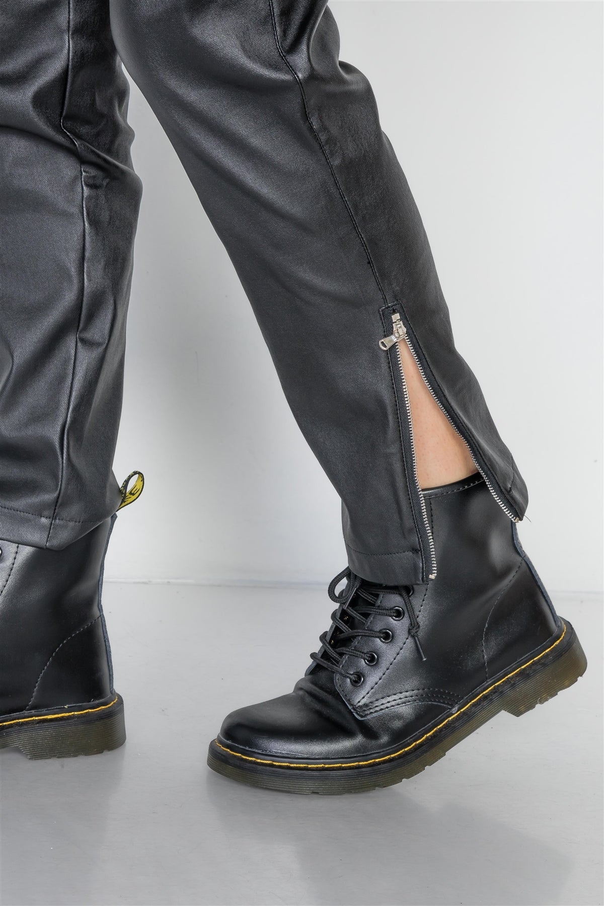 Black Vegan Leather Stretchy Overall Pants