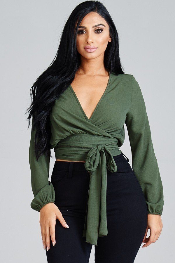 Solid Kibosh Tie Wrap Around Top