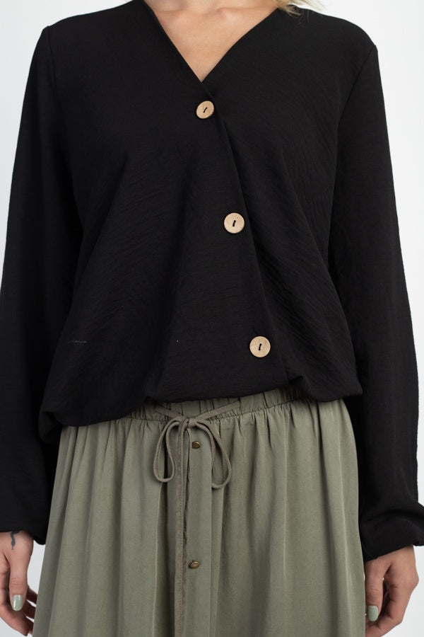 Asymmetrical Button Front Top