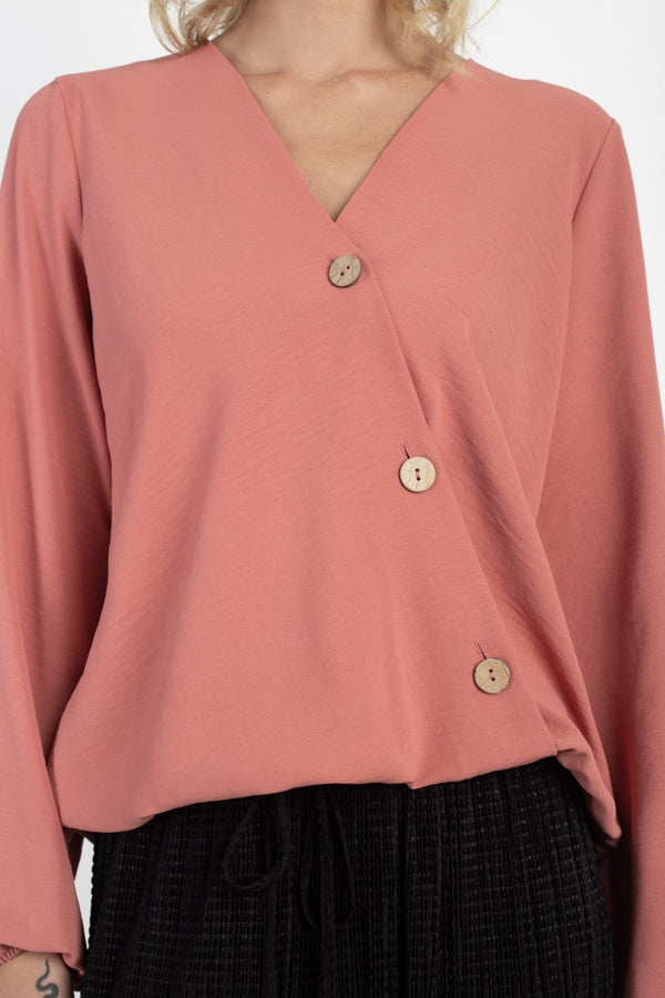 Asymmetrical Button Front Top