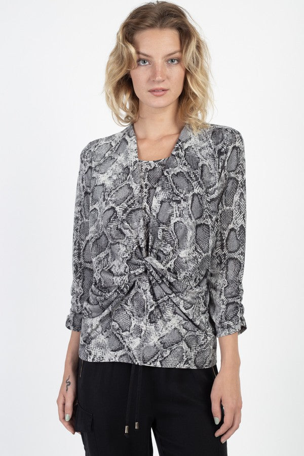 Snake Skin Twist Front Top