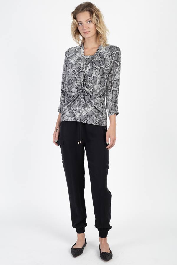 Snake Skin Twist Front Top