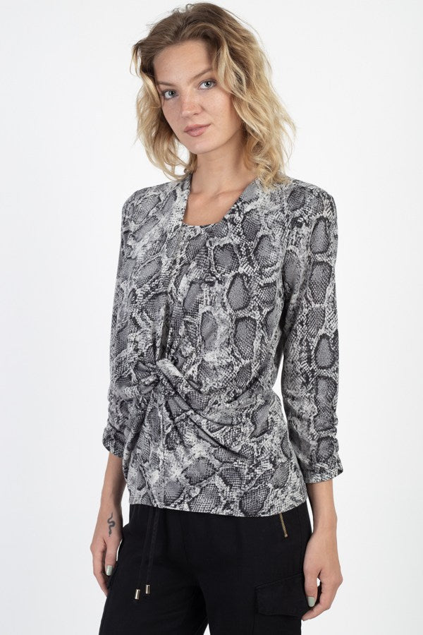 Snake Skin Twist Front Top