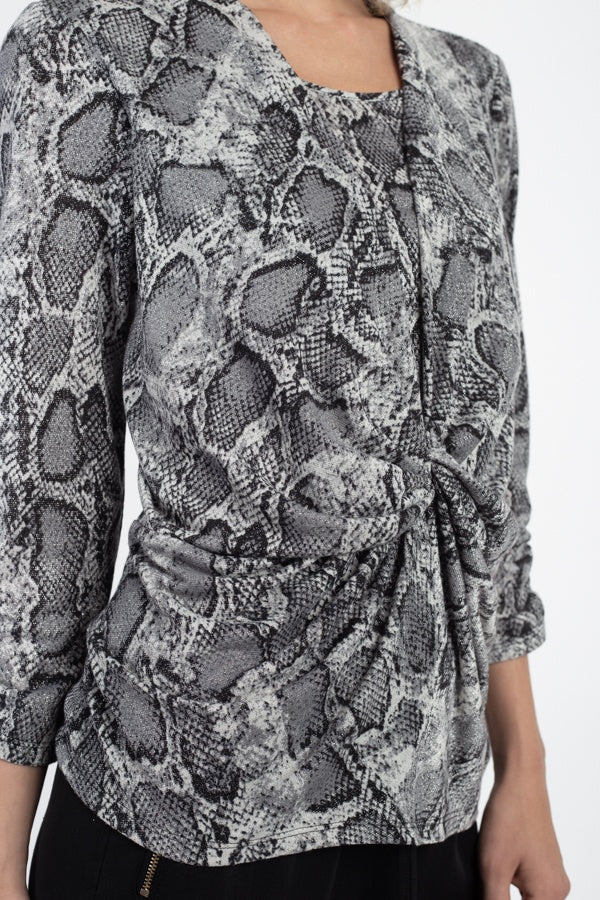 Snake Skin Twist Front Top